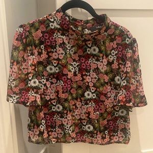 Lulus floral short sleeve blouse